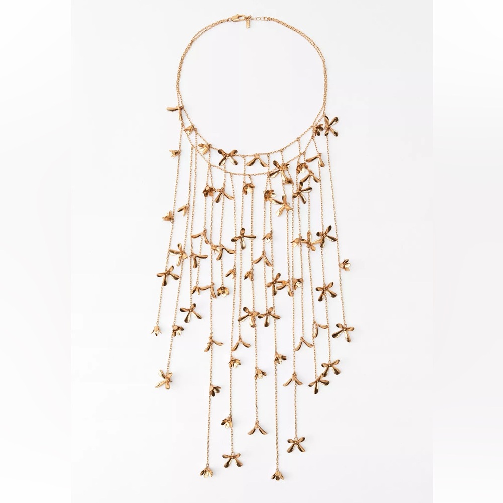 Zara Gold Floral Cascade Statement Necklace